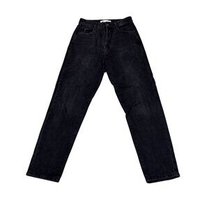 Zara Womens Black High-Waisted Straight-Leg Jeans Size 26/4 Cotton Blend Denim